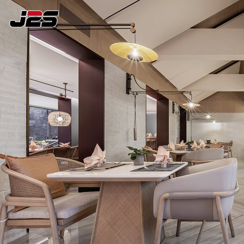 Commercial Custom Restaurant Tables and Chairs Custom Long Rattan Cane Back Upholstered Booth Bench Seating for Asian Restaurant