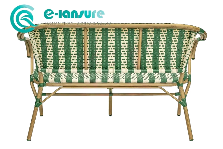 Premium Outdoor Bench Chair Collection Weather-Resistant Aluminum Frame with Woven Rattan Armrests Bench for Restaurant Terraces