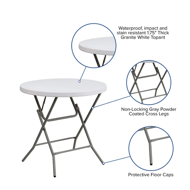 Banquet Parties Washable Elastic Polyester Fitted Tablecloth Folding Camping Table White Round Folding Portable Plastic Wedding Event Party Table