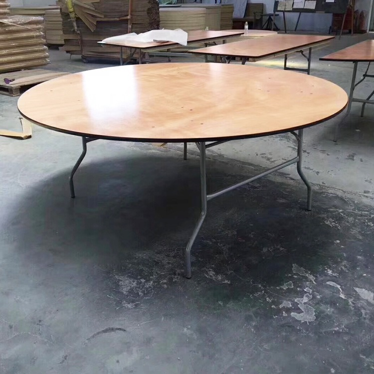 Wholesale Hotel Plywood Outdoor Funirture Metal Steel 1.8m 1.5m Lecong Foshan Factory Foldable PVC White Grey Banquet Tables for Events