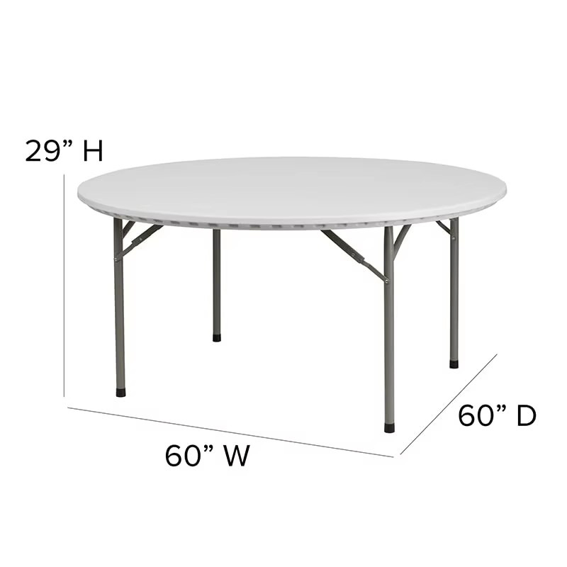 Banquet Parties Washable Elastic Polyester Fitted Tablecloth Folding Camping Table White Round Folding Portable Plastic Wedding Event Party Table