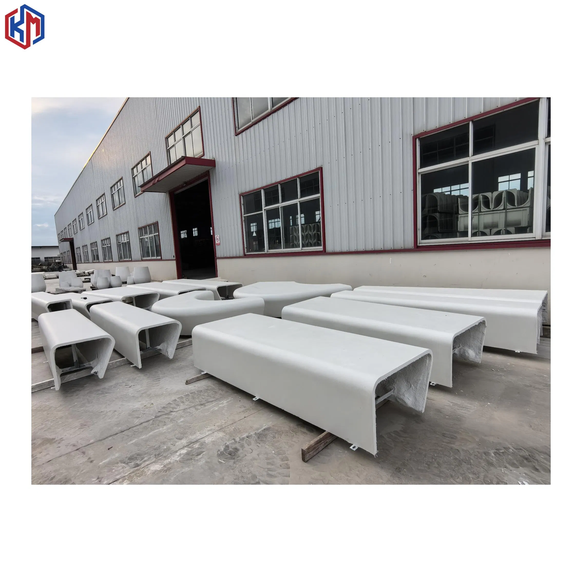 Outdoor Weather Resistant White Light Weight Grc Gfrc Concrete Garden Bench Flower Pond