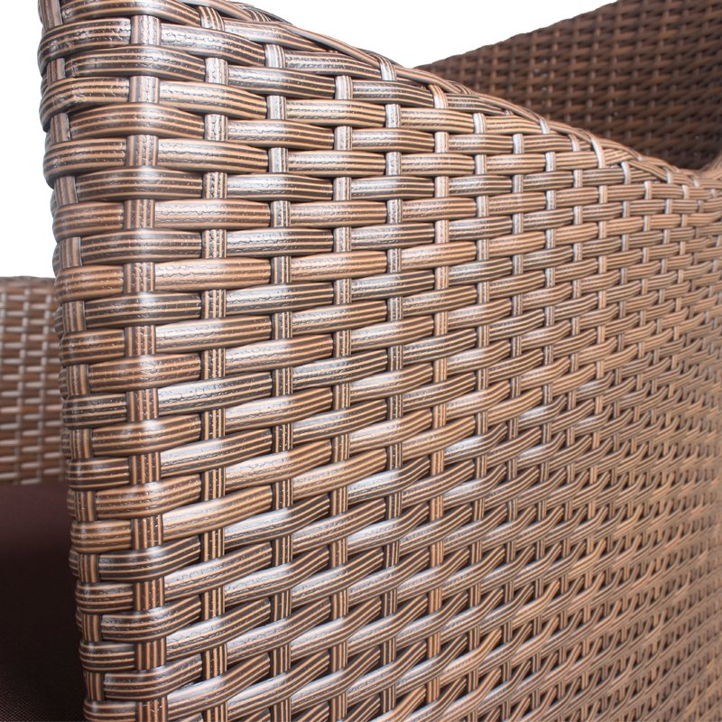 All Weather Patio Outdoor Brown PE Wicker Terrace Furniture Round Dining Table Chairs Set