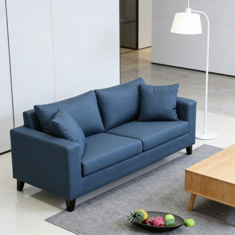 High Quality Modular Custom Color 3-Seater Upholstered Sofa Blue Leather Living Room Restaurant Booth Seating