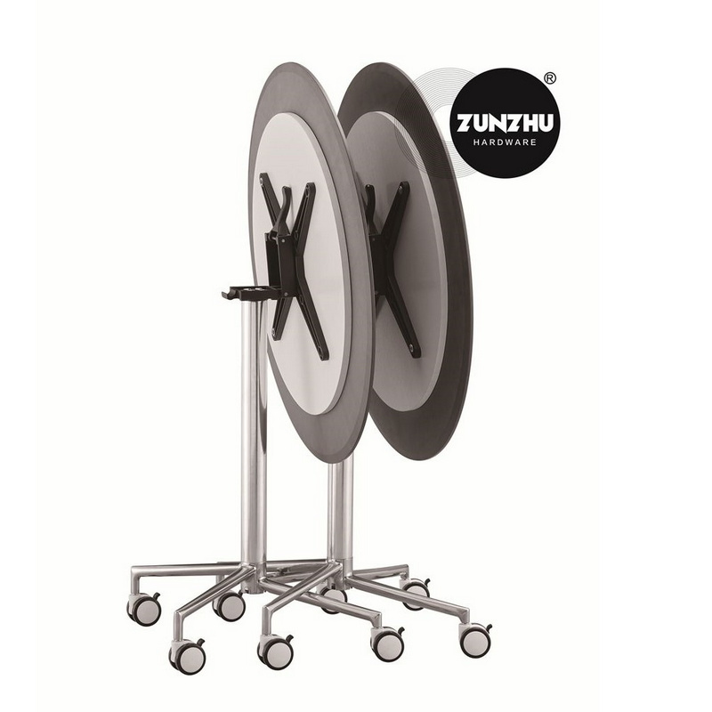 Round Movable Fold Away Lecture Folding Collapsible Flip up Top College Study Table with Castors