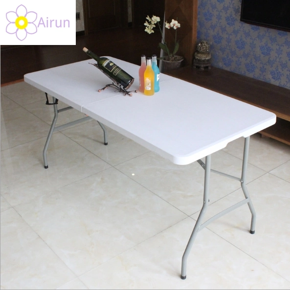 Outdoor Garden Furniture 6FT X 2.4FT Rectangle White Plastic HDPE Folding Foldable Table for Parites Events Wedding Catering