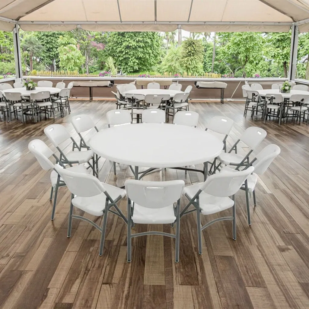 Modern HDPE Plastic Folding Tables Chairs with Portable Steel Frame Outdoor Furniture for Party Events Hotels Catering Dining