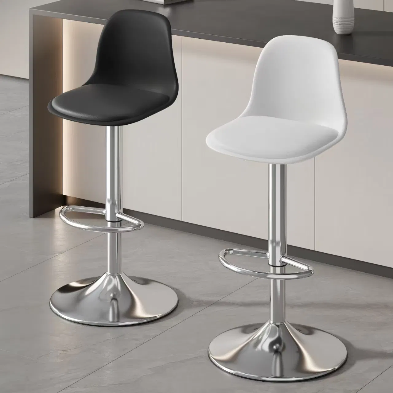 Industrial Style Patchwork Bar Stool with Sturdy Powder Coated Frame