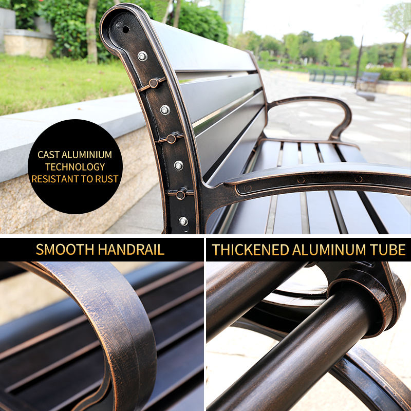 High Quality Cast Aluminum Outdoor Weather Resistant Garden Park Long Bench Chair