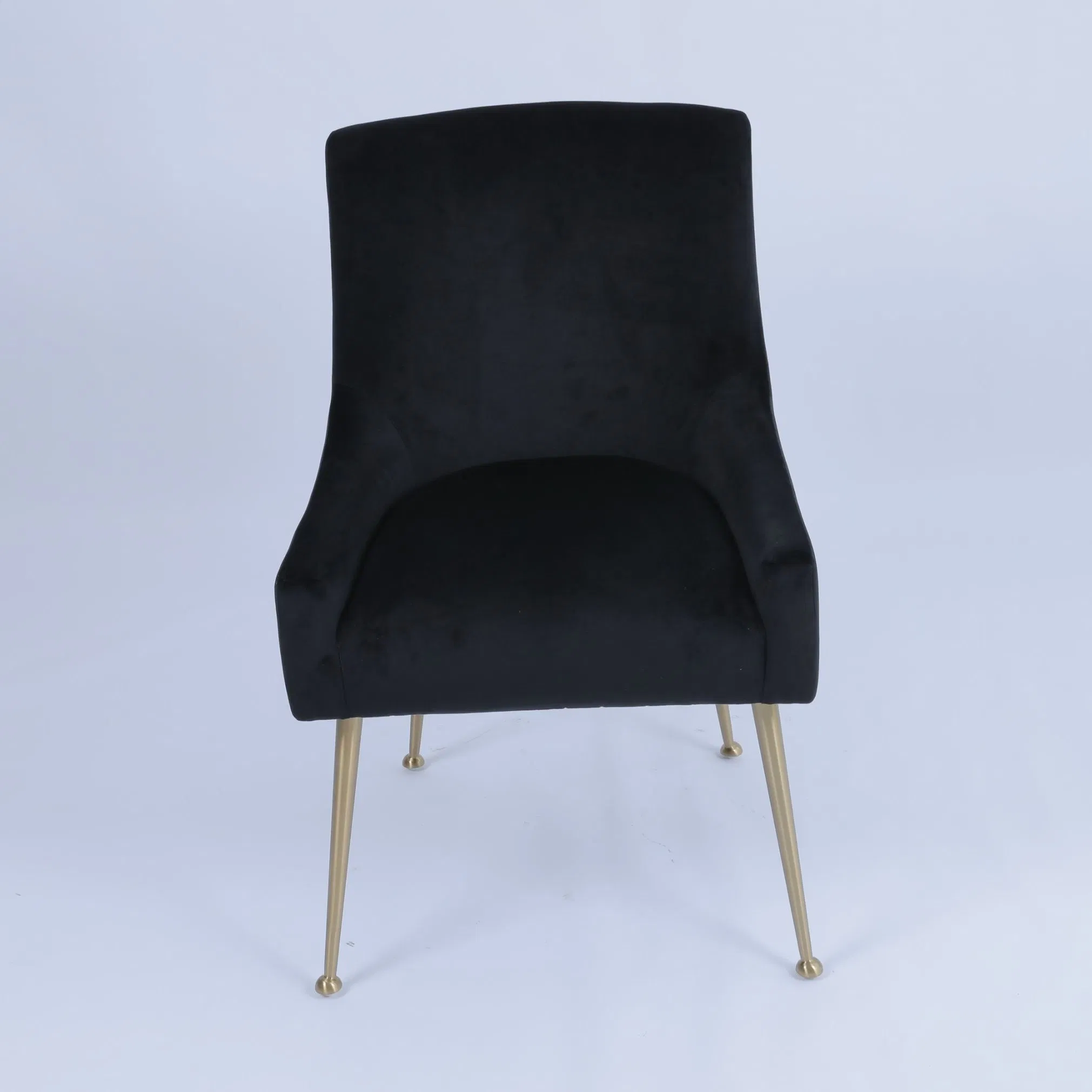 Japanese Design Brass Metal Leg Hotel Dining Chairs with Black Fabric