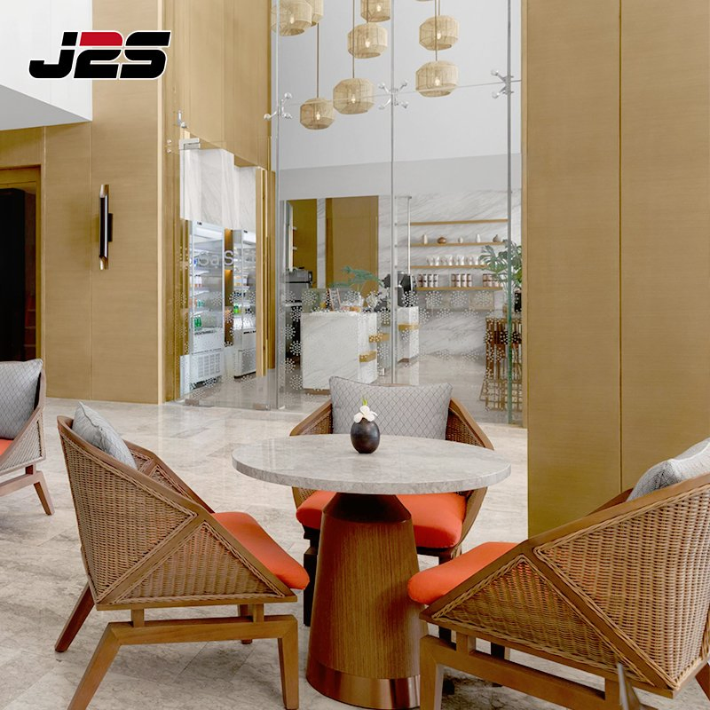 J2s Commercial Outdoor Restaurant Table White Rope Woven Chair Table Set Resort Sea View Terrace