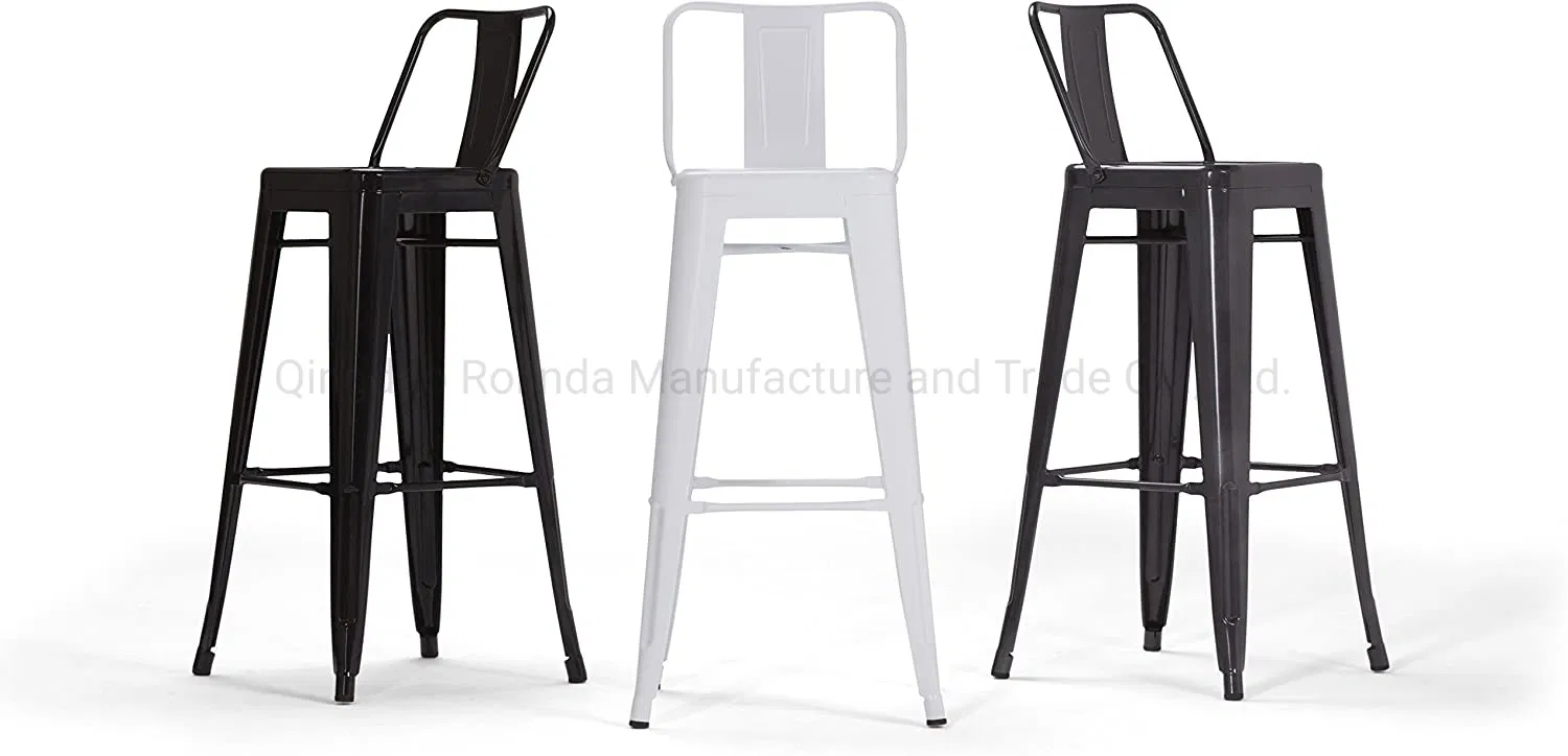 Commerical Grade Industrial Style Bar Chairs Colorful Metal Backrest Bar Stools Tolix Stool with Small Backrest Pauchard Style