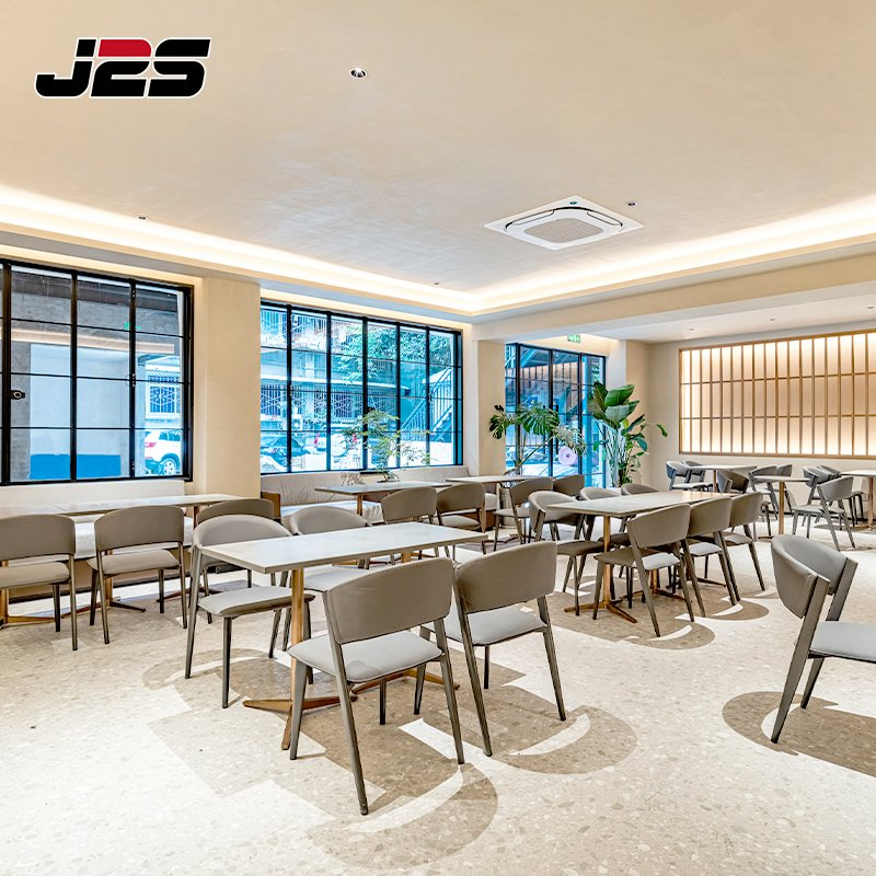 J2s Luxury Commercial Chaise De Table Restaurant Square Table Gold Base Black Rope Chair Boutique Hotel