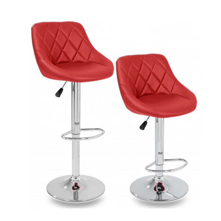 Vintage Style Stylish PU Bar Chair Chromed Base Swivel Industrial Bar Stools