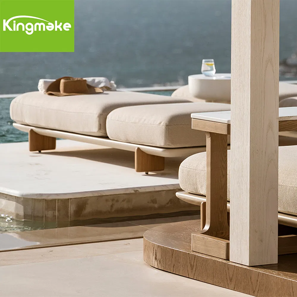 Beach Bed Luxury Solid Teak Outdoor Furniture Set Poolside Sun Lounger