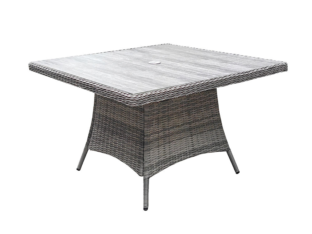 Modern 4 Seat Sqyare Dining Set for Outdoor Patio Restaurant Aluminium Frame PE Wicker Garden Tables Rattan Chairs Square Dining