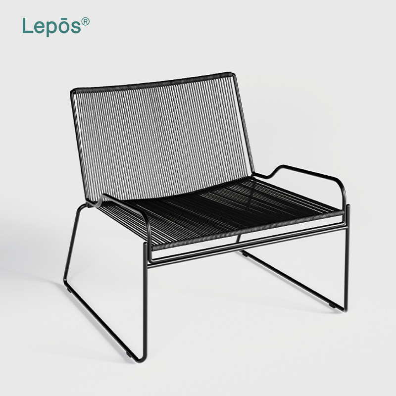 201 Stainless Steel Leisure Chair Waterproof Breathable Rope Woven Chair Home Garden Patio Cafe Poolside Stackable Outdoor Chair