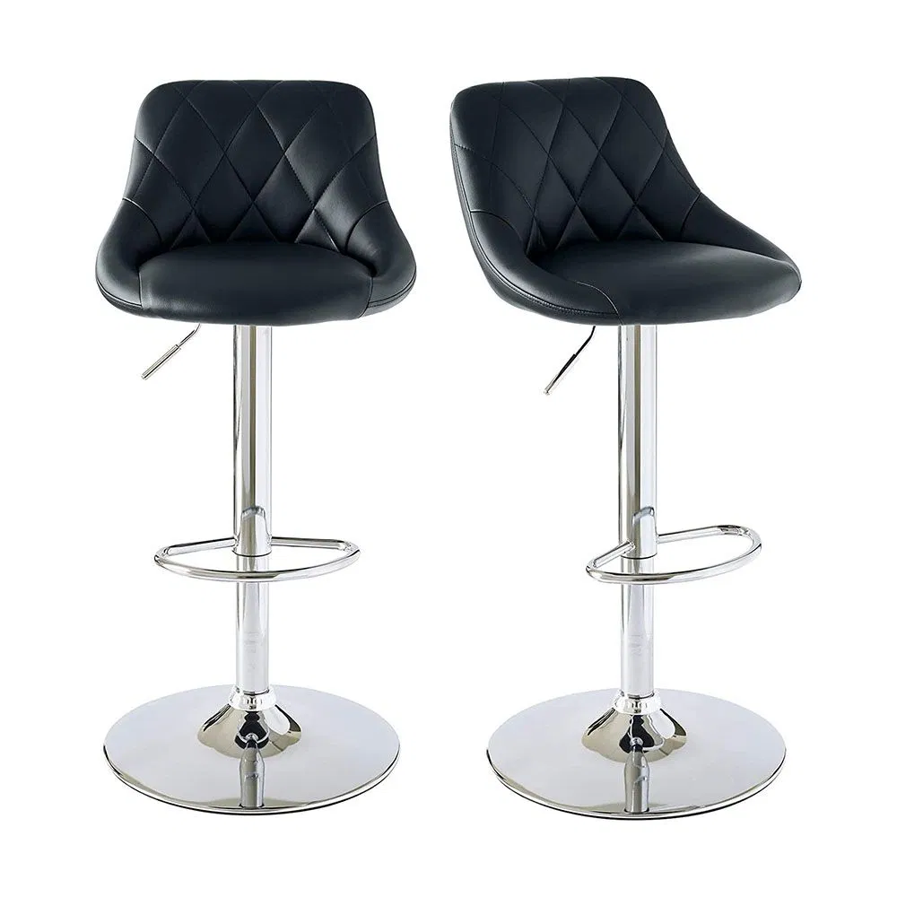 Vintage Style Stylish PU Bar Chair Chromed Base Swivel Industrial Bar Stools