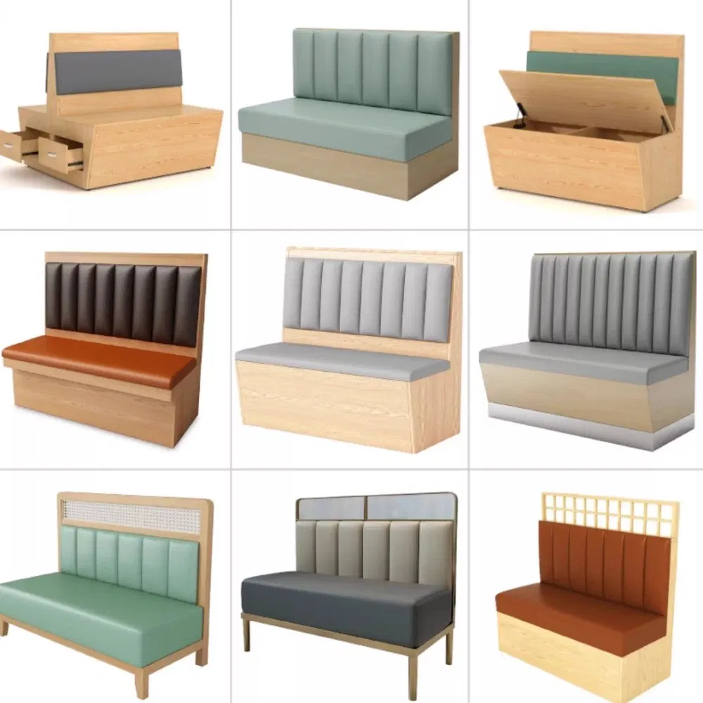 Customized Restaurant Cafe High Backrest Restaurant Bar Furniture Leather Wooden Booth Seating