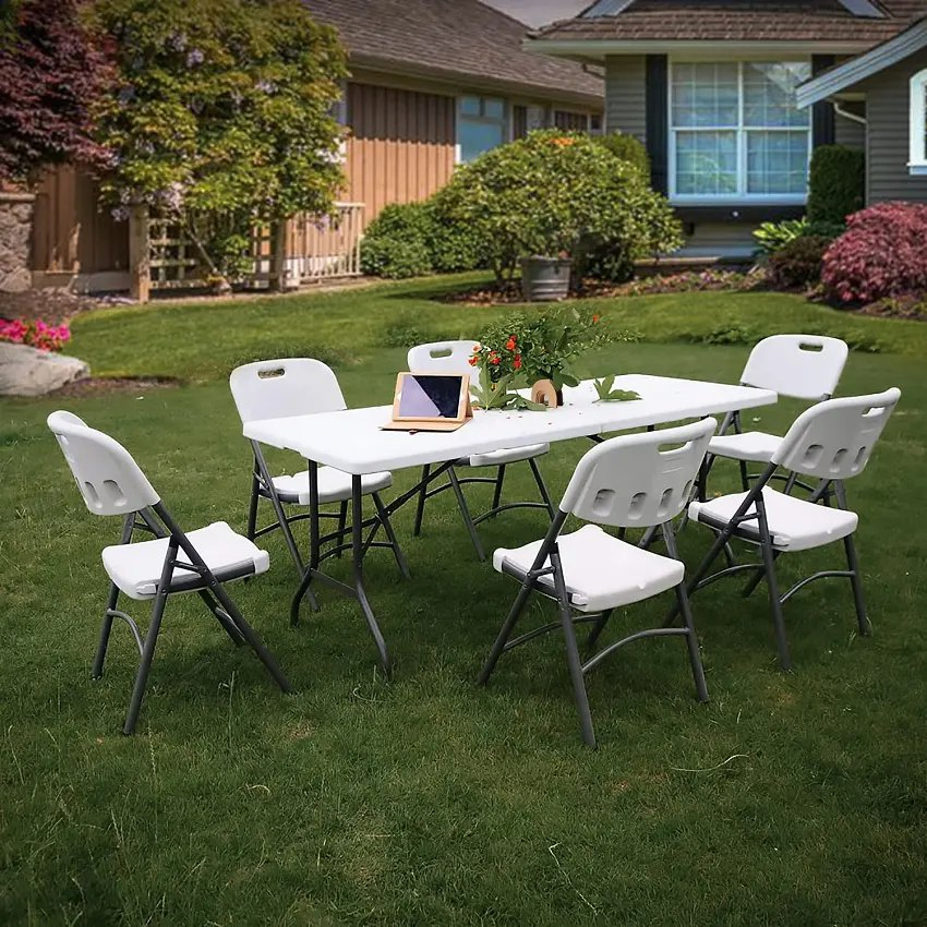 Portable 8FT 240cm 10 Seaters Banquet Camping Rectangular Folding Tables for Events