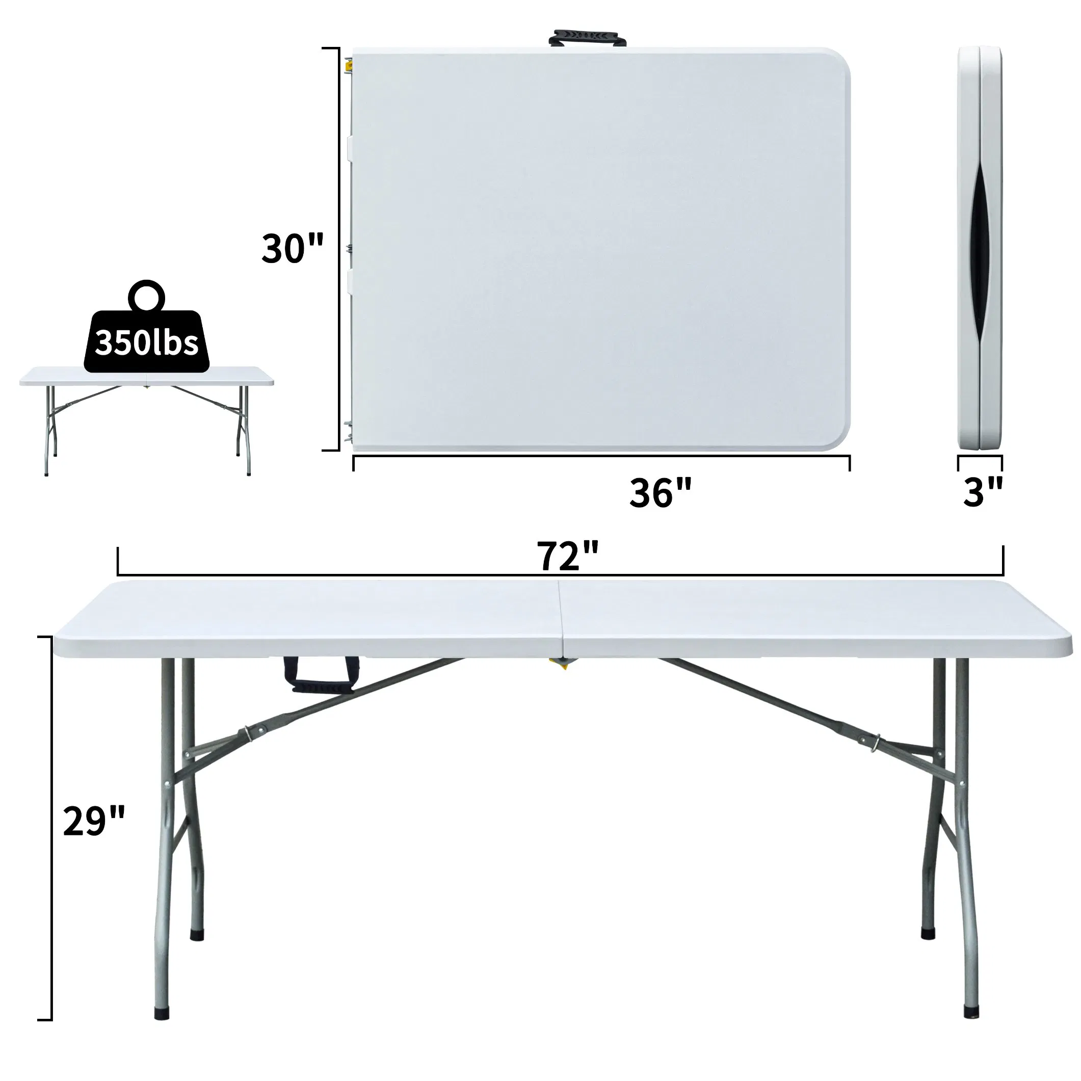 Heavy Duty 4FT 5FT 6FT 8FT Outdoor Event Portable White Plastic Folding Rectangle Table for Party