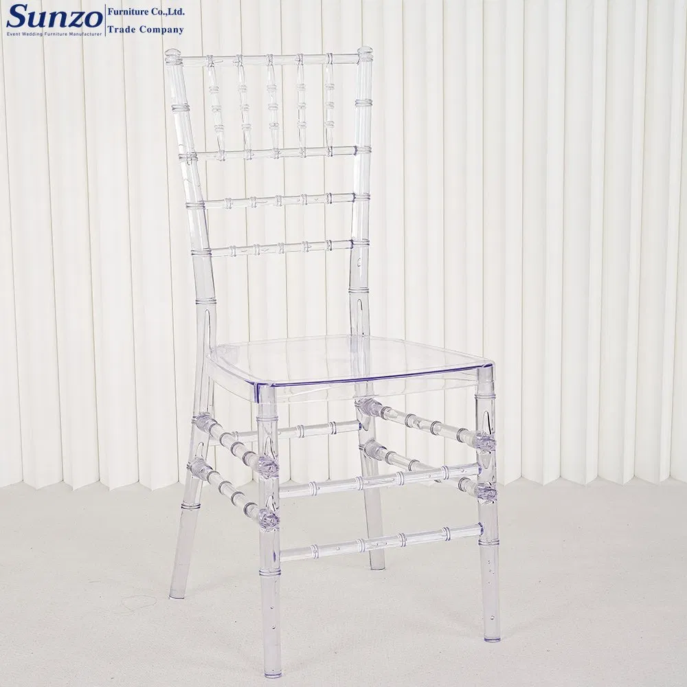 Modern Stackable Transparent Clear Plastic Acrylic Hotel Wedding Party Chiavari Chairs for Event