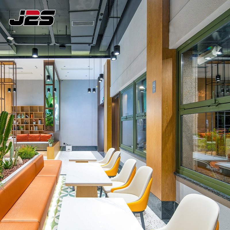 Commercial Marble Cafe Tables Restaurant Seating Furniture Yellow White Upholstered Cafe Chair Black Metal Leg Gold Tip Hotel Seating