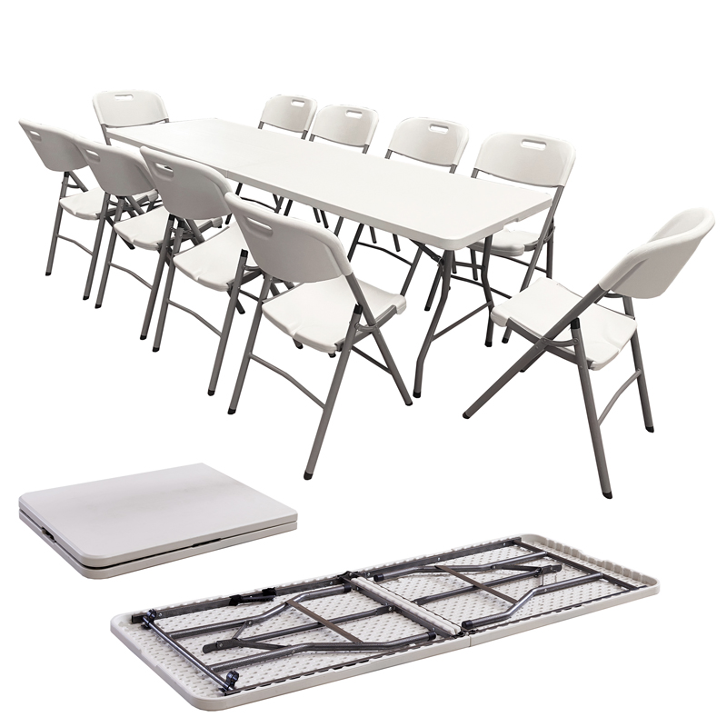 Factory Wholesale Cheap Folding Plastic Round Tables Outdoor Wedding Banquet Event Party Rental 4FT 5FT 6FT Metal Iron White HDPE Hotel Garden Dining Table