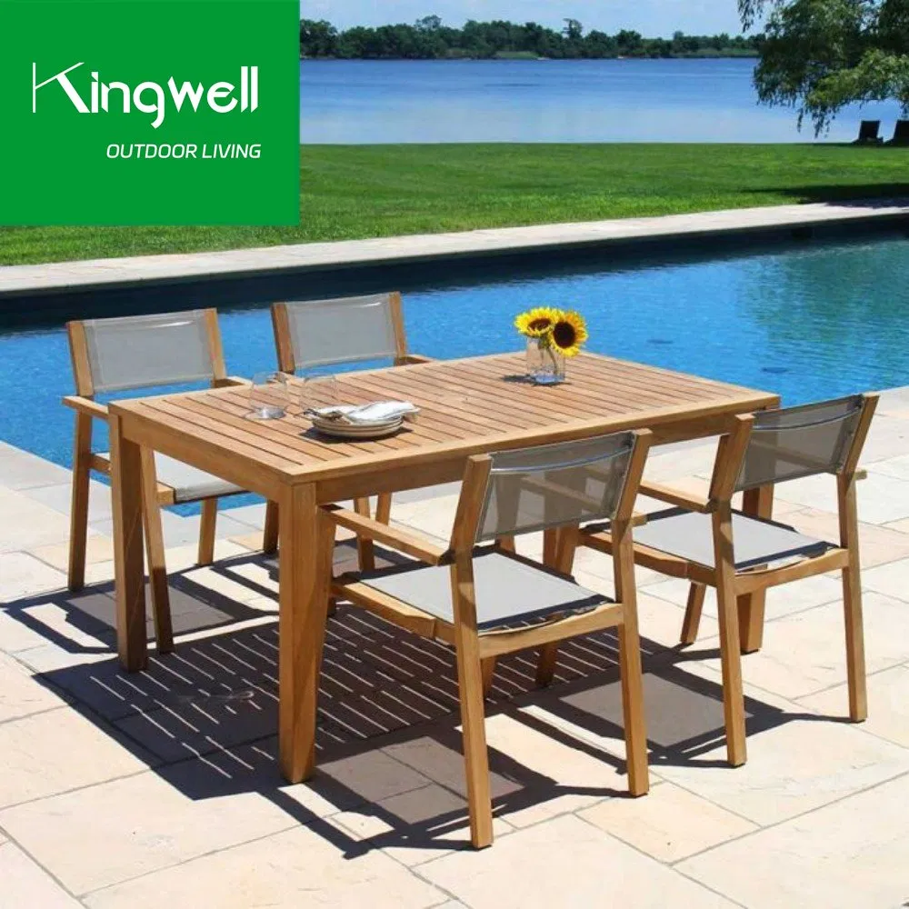 China Teak Wood Outdoor Garden Patio Dining Furniture Table Set for Hotel