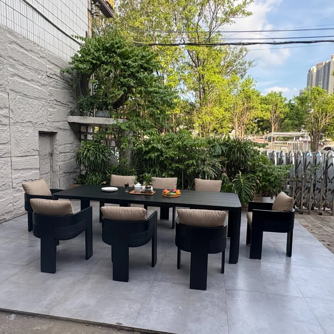 High Quality Patio Garden Outdoor Furniture Modern Aluminum Table Chair Dining Set