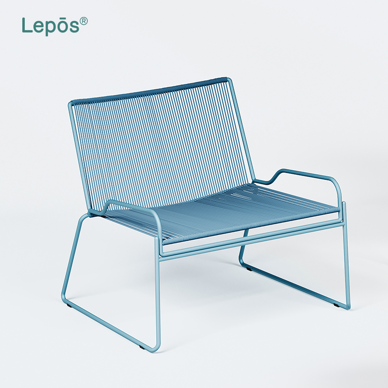 201 Stainless Steel Leisure Chair Waterproof Breathable Rope Woven Chair Home Garden Patio Cafe Poolside Stackable Outdoor Chair