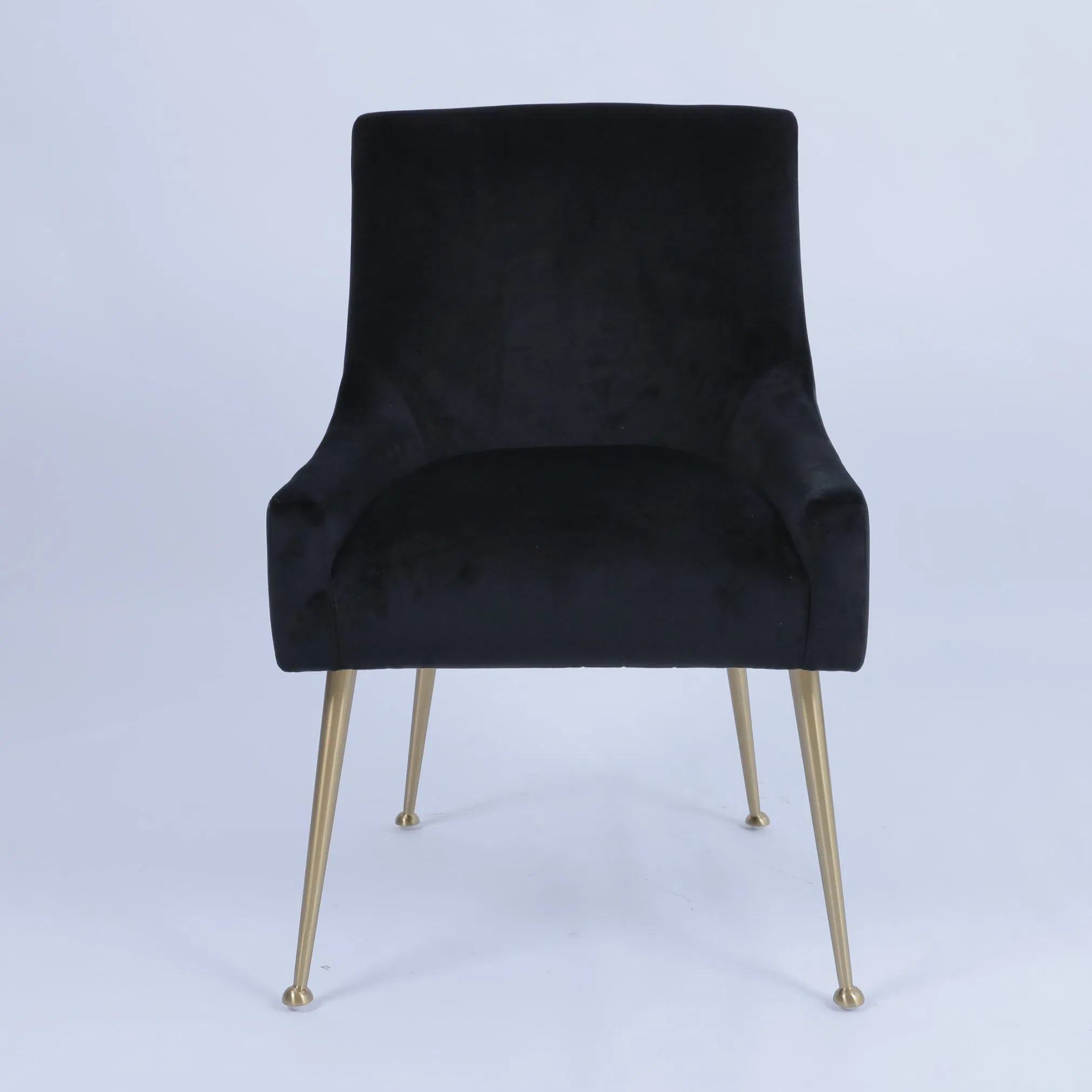 Japanese Design Brass Metal Leg Hotel Dining Chairs with Black Fabric