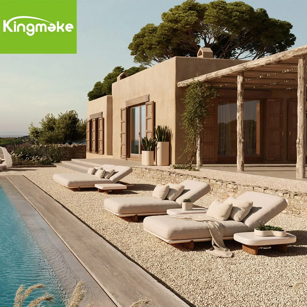 Beach Bed Luxury Solid Teak Outdoor Furniture Set Poolside Sun Lounger