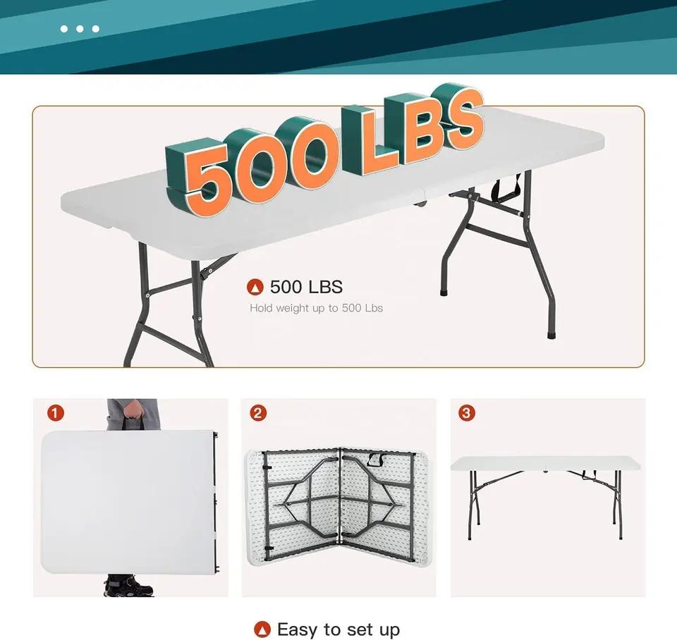 Portable 8FT 240cm 10 Seaters Banquet Camping Rectangular Folding Tables for Events