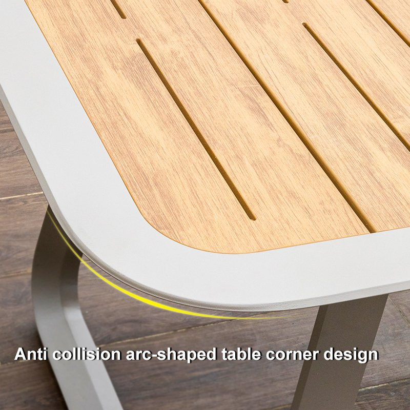 Hot Selling Plastic Wood Patio Furniture Set Waterproof Weather Resistant Outdoor Dining Table and Chair