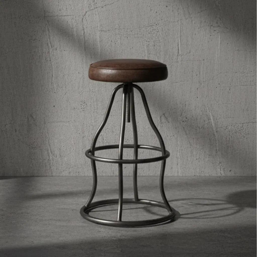 Industrial Style Antique Furniture Comfortable Feet Counter Turnable Leather Bar Chair Bar Stool