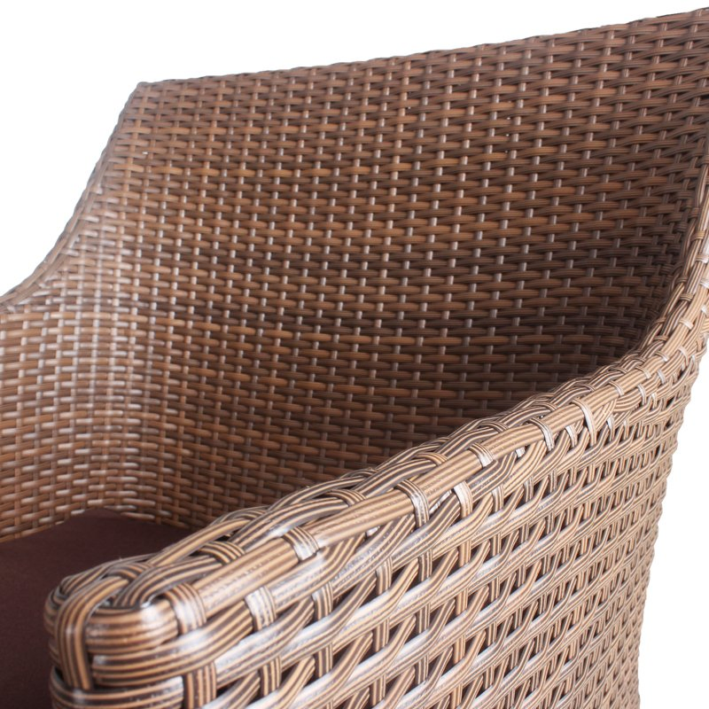 All Weather Patio Outdoor Brown PE Wicker Terrace Furniture Round Dining Table Chairs Set