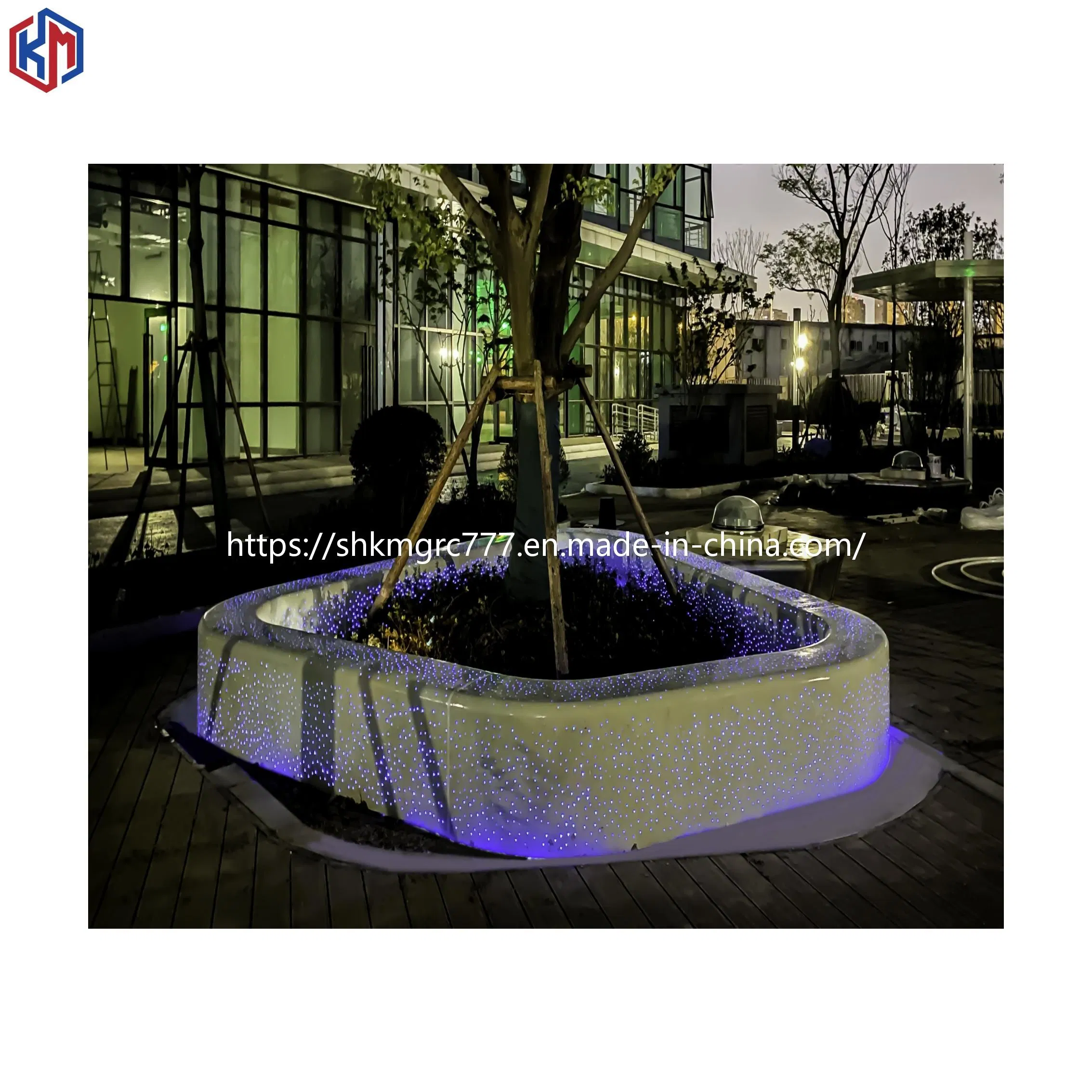 Factory Price Outdoor Weather Resistant White Light Weight Grc Gfrc Concrete Garden Bench Flower Pond