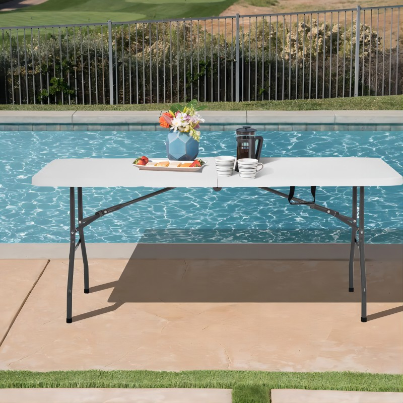 HDPE Plastic Garden Furniture Buffet Banquet Dining Foldable Rectangular Tables for Outdoor Events Party