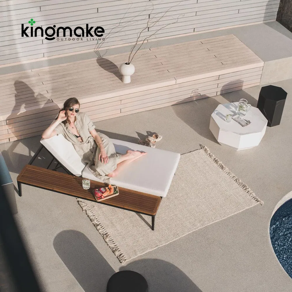 Outdoor Chaise Lounge with Weather-Resistant Cushioni Luxury Poolside Lounge Chair for Beach
