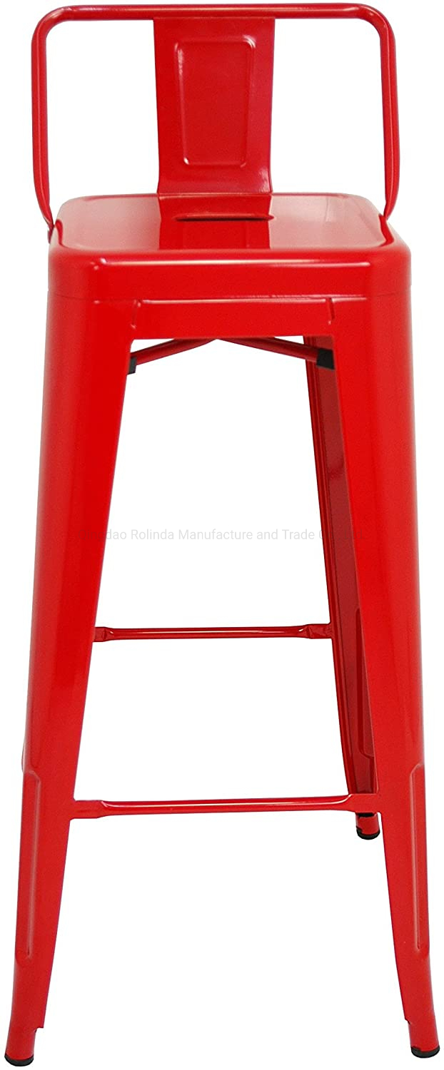 Commerical Grade Industrial Style Bar Chairs Colorful Metal Backrest Bar Stools Tolix Stool with Small Backrest Pauchard Style