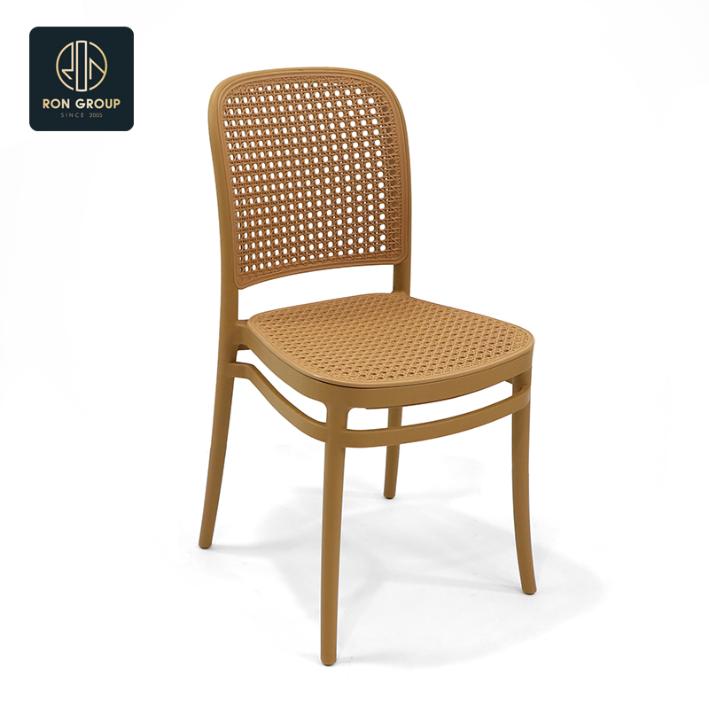 Retro Vintage Wholesale Coffee Shop Cafe Stackable Lightweight Rattan Plastic Iron Commercial Seating Furniture Restaurant Chair