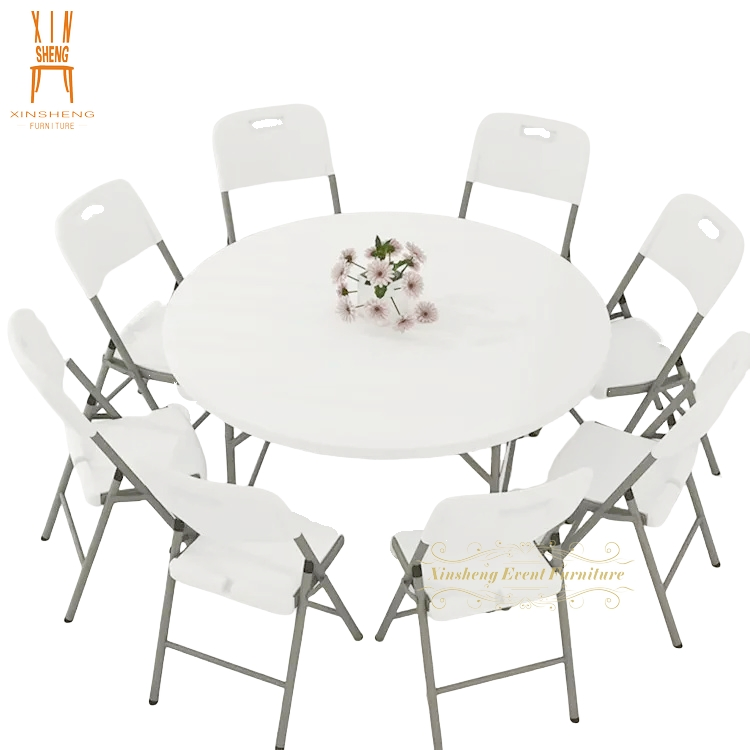 Events Party Wedding Outdoor 6FT 5FT 4FT HDPE Round White Foldable Plastic Banquet Tables