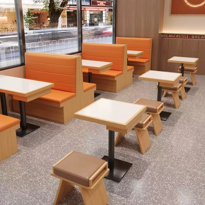 Xijiayi Customizable Fast Food Restaurant Dining Set with Upholstered Chairs and Wood