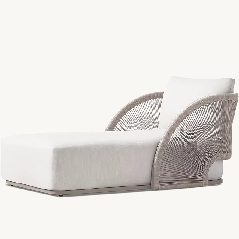 Luxury Poolside Sun Lounger Chair Outdoor Patio Furniture Garden Teak Daybed Outdoor Beach Sunbed with Cushion