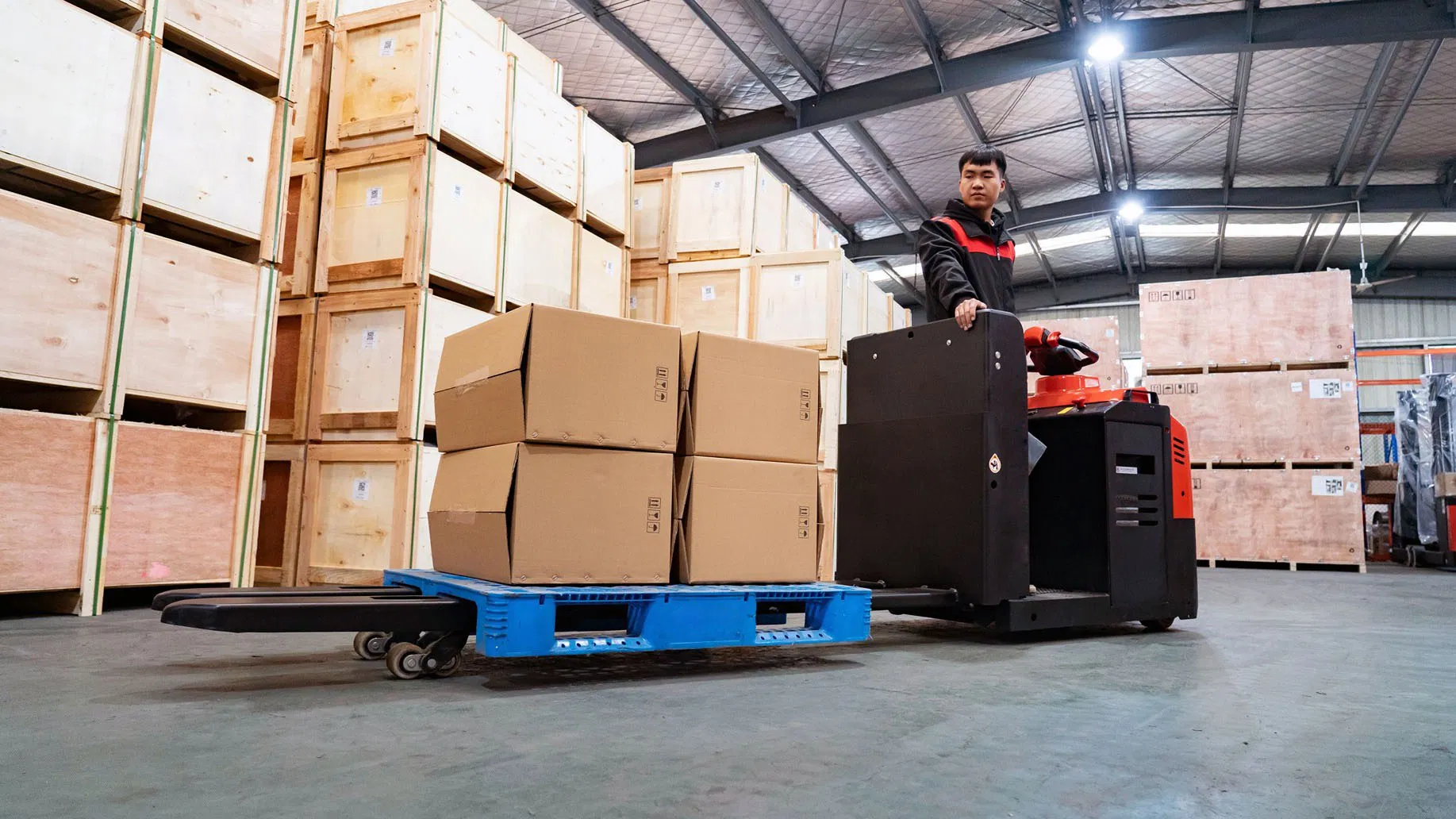 2.0t High Speed Battery Pallet Jack Medium Level Electric Lift Order Picker