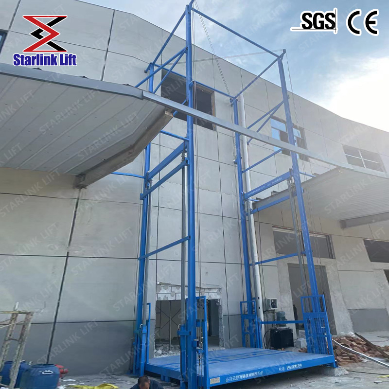 Wall-Mounted Hydraulic Material Lift 390-Inch Hydraulic Guide Rail Warehouse Cargo Lift Platform Cargo Hydraulic Lift