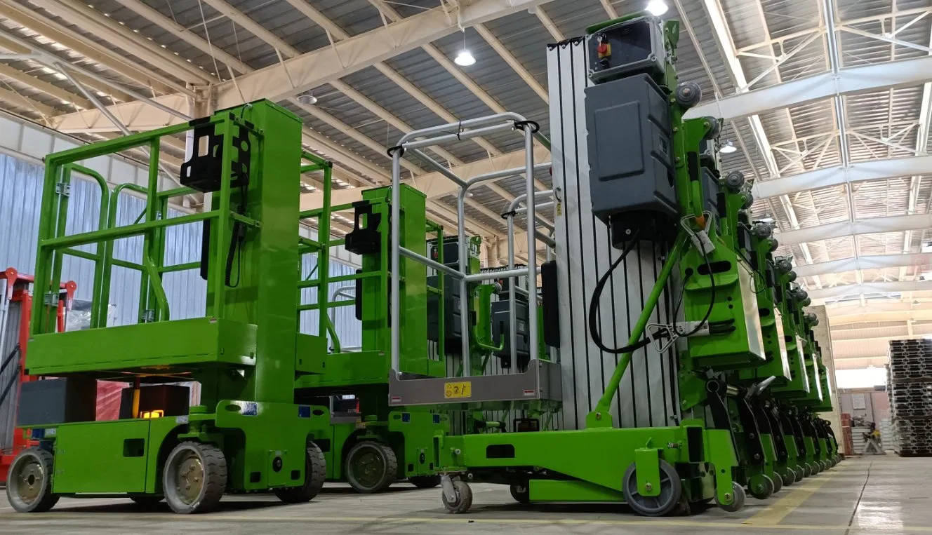 Platform Capacity of 500 Lbs. 227kg Working Height 31 FT. 6 in. 9.8m Vertical Mast Boom Lift Man Lift Cherry Picker Vertical Mast Lift