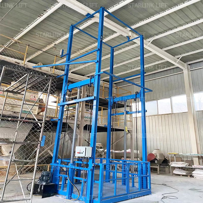2t 3t 5t CE Customized Warehouse Cargo Lift Industrial Cargo Lift High Quality Vertical Hydraulic Guide Rail Cargo Lift