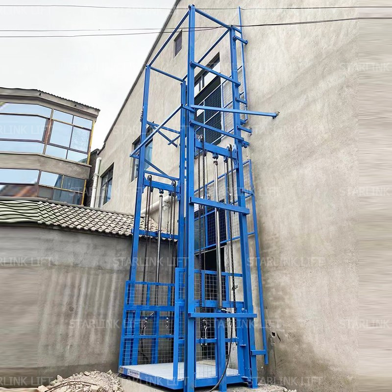 2t 3t 5t CE Customized Warehouse Cargo Lift Industrial Cargo Lift High Quality Vertical Hydraulic Guide Rail Cargo Lift